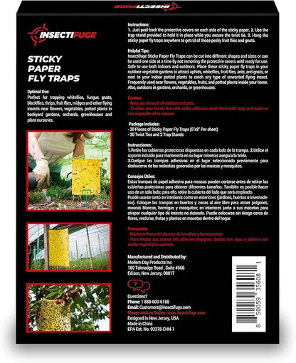 30Pcs Dual-Sided Yellow Sticky Traps for Plant Gnats - Waterproof Fly Paper Outdoor Indoor for Fungus Gnat Trap, Fly Tape Outdoor for Whiteflies, Aphids, Leafminers, Fruit Sticky Traps