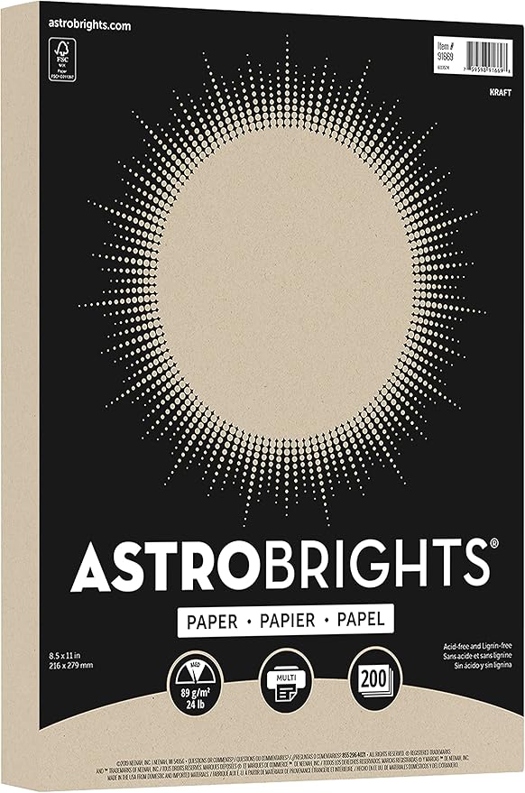 Astrobrights CARDSTOCK 8.5" 200PK, Kraft