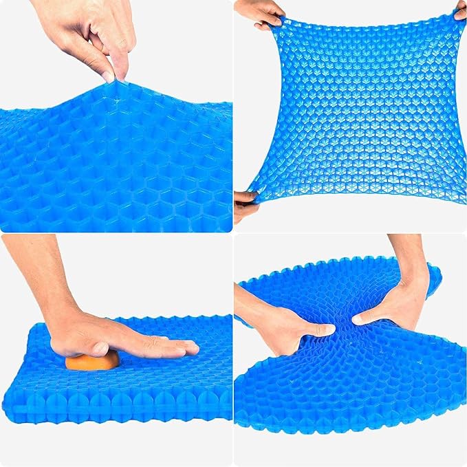 Pampkin TPE Gel Seat Cushion – Ergonomic Pain Relief for Sciatica, Tailbone, Hip & Lower Back Pain – Breathable, Washable Cover – Ideal for Office, Car, Wheelchair, Stadium & Long Sitting Relief