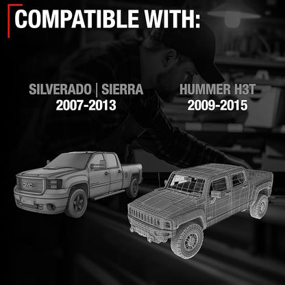 T1A Tailgate Handle Assembly, Upgraded Metal - Compatible with 2007-2015 Chevrolet Silverado; GMC Sierra, Hummer H3T - Textured Black - OEM 20955300, 15140549, 20880357