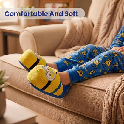 Josmo Minions Slippers for Girls and Boys - Despicable Me Indoor Comfy House Shoes Plush Fuzzy Minion Slipper (sizes: 5-10 Toddlers / 11-1 Little Kid / 2-5 Big Kids)