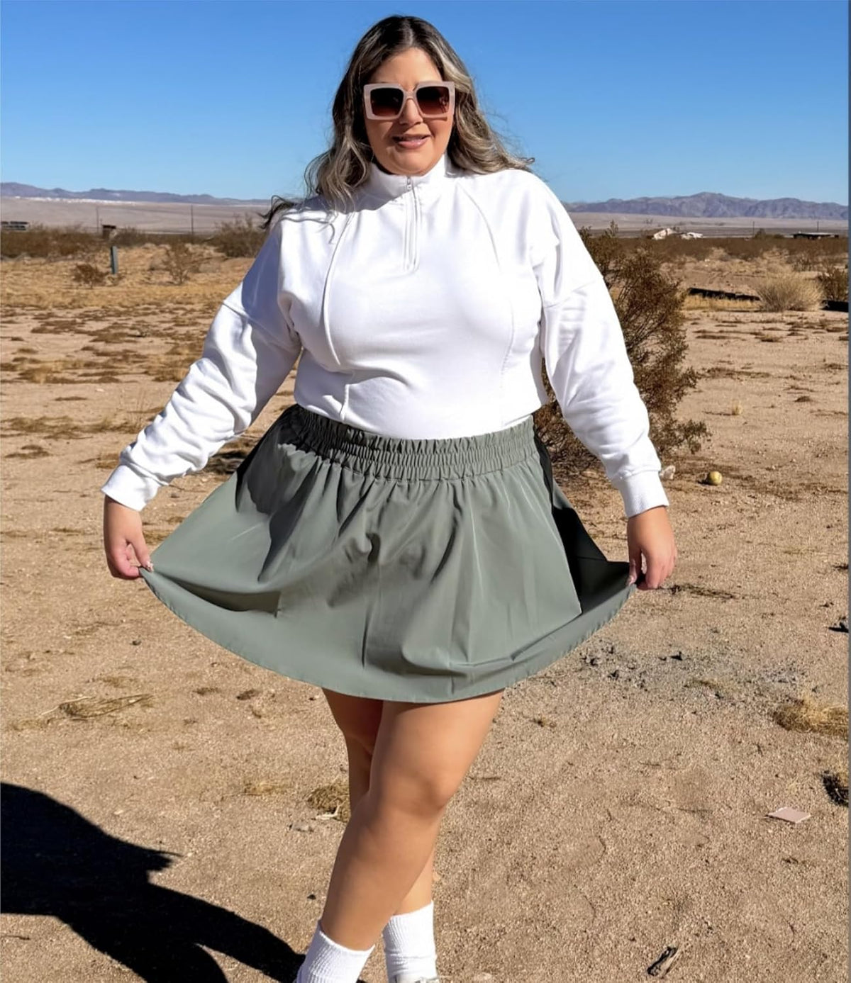 FOREYOND Plus Size Skorts for Curvy Women High Waisted Golf Tennis Skirts with Pockets Workout Athletic Skort Skirt.