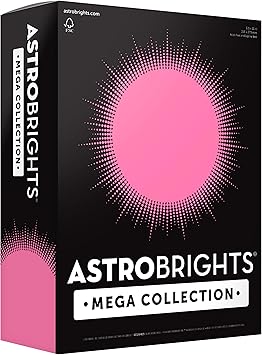 Astrobrights Mega Collection, Colored Paper, Neon Pink, 625 Sheets, 24 lb89 gsm, 8.5" x 11 - MORE SHEETS! (91673)