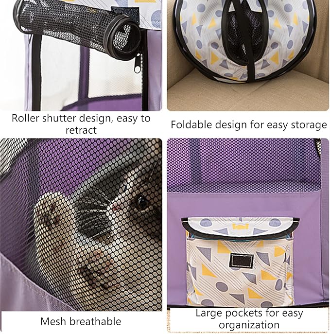 Pet with Door  Roof for Small Dogs Exercise Pen for Cat Delivery Room for Indoor Cats and Other Small