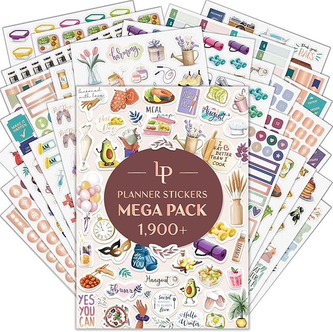 Legend Mega Sticker Pack  1,900 Small Stickers for Planner, Journal  Calendar  Aesthetic, Inspirational, Seasonal, Dates, Months, Holidays, Wellness  Budget Stickers  Planner Accessories