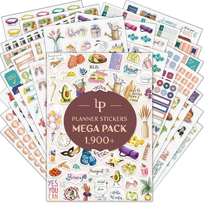 Legend Mega Sticker Pack  1,900 Small Stickers for Planner, Journal  Calendar  Aesthetic, Inspirational, Seasonal, Dates, Months, Holidays, Wellness  Budget Stickers  Planner Accessories