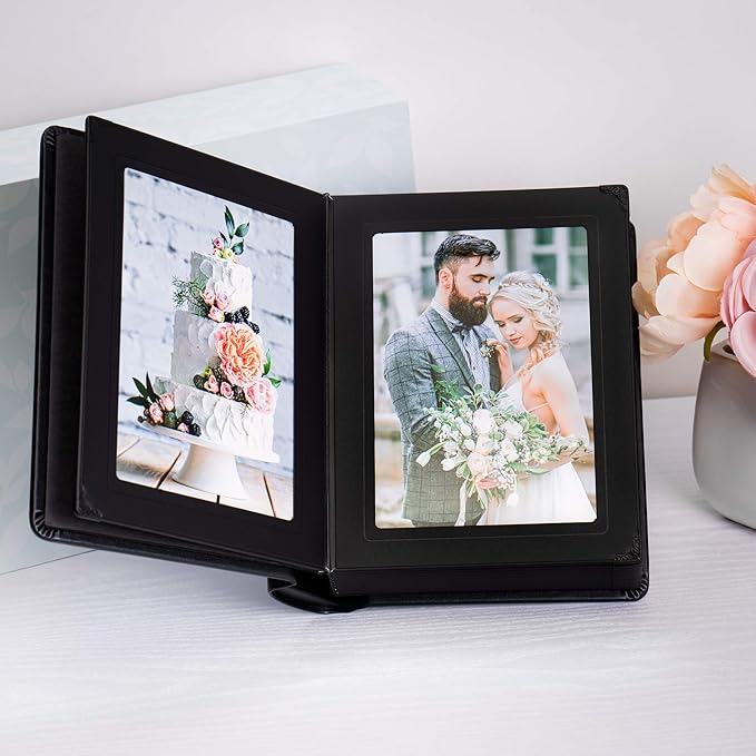 Professional Leatherette Bound Photo Album for Weddings and Special Occasions (5x7 (15 Page), BlackBlack)