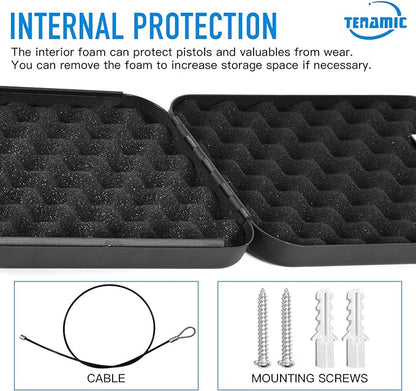 TENAMIC Pistol Safe, Portable Travel Gun Safe, Solid Steel Handgun Lock Box for Home, Gun Safes for Car, Black