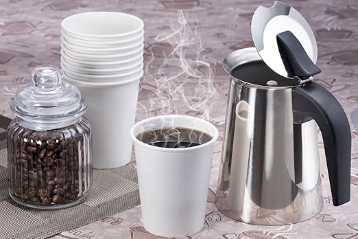 NYHI 300 Pack 8 oz White Paper Disposable Coffee Cups Hot Cold Beverage Drinking Cup for Water Juice Espresso Tea Ideal for Water Coolers Party