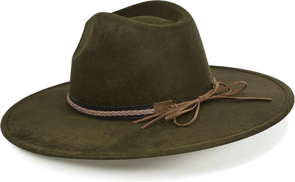 Big Wide Brim Fedora Hat for Women - Nashville Outfits Western Hats Women's Felt Panama Rancher Hat