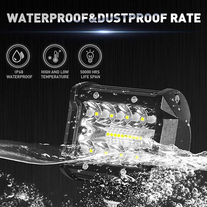 4 Inch 120W LED Light Bar 12000LM Spot Flood Combo Off Road Triple Row Work Driving Fog Light for Pickup Truck ATV UTV SUV Boat 2PCS