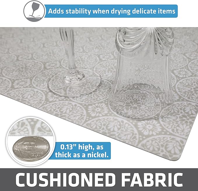 Drymate Luxury lining for shelves and drawers, thick padded fabric, non-adhesive, absorbent, waterproof, non-slip, kitchen cabinet liners, cabinets (made in USA) (12 x