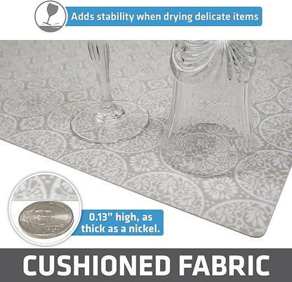 Drymate Luxury lining for shelves and drawers, thick padded fabric, non-adhesive, absorbent, waterproof, non-slip, kitchen cabinet liners, cabinets (made in USA) (12 x