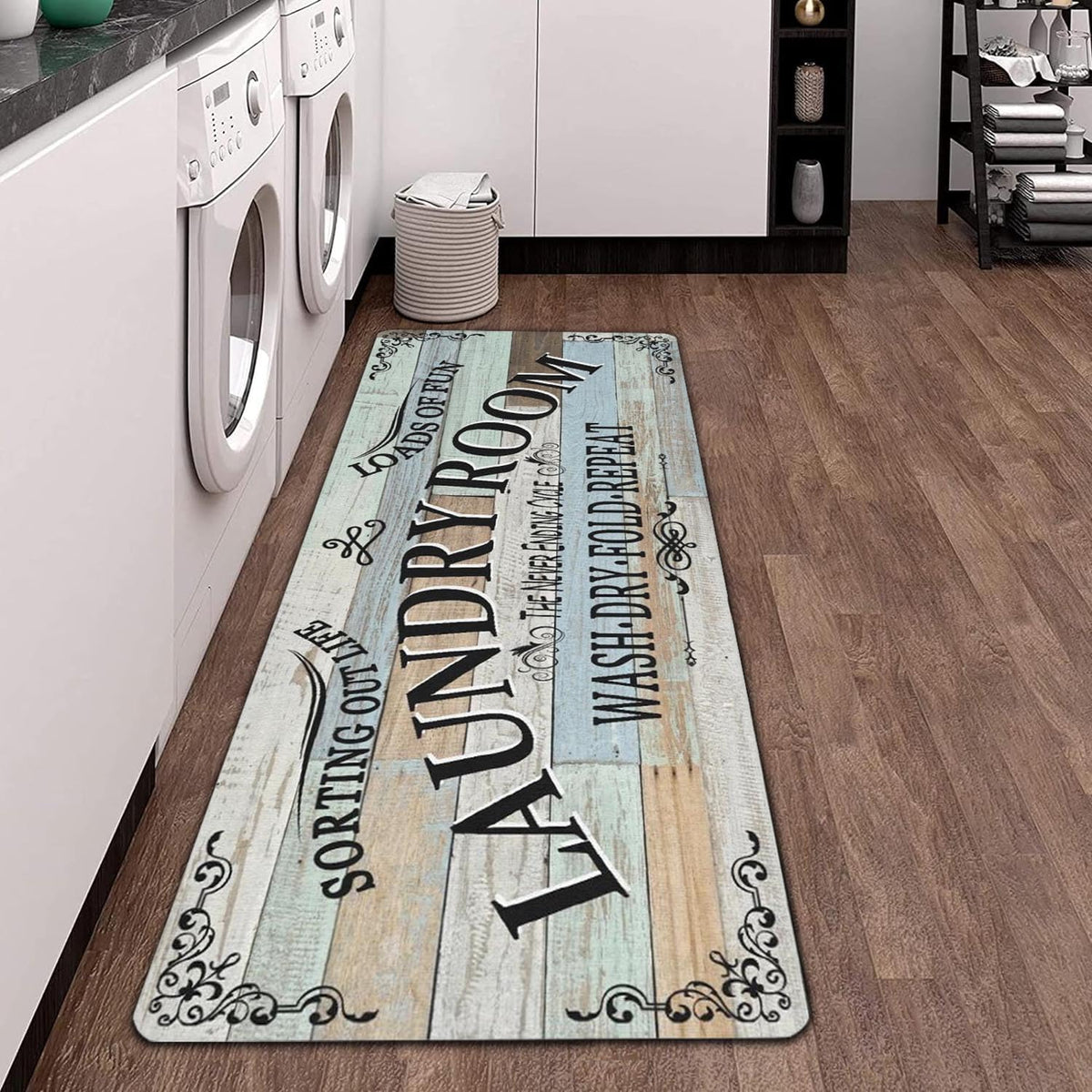 Non Slip Laundry Room Rug - Farmhouse Kitchen Floor Mat -Laundry Room Rug- Runner Decor -Washable Floor Carpet for Washroom Mudroom Kitchen Bathroom Hallway-20 x48