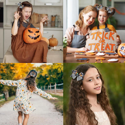 2PCS Black Hair Bows for Girls, Spider Halloween Hair Clips, Sequin Bow Alligator Clip, Halloween Ghost Costume Dress Accessories Gift for Girls Teens Women