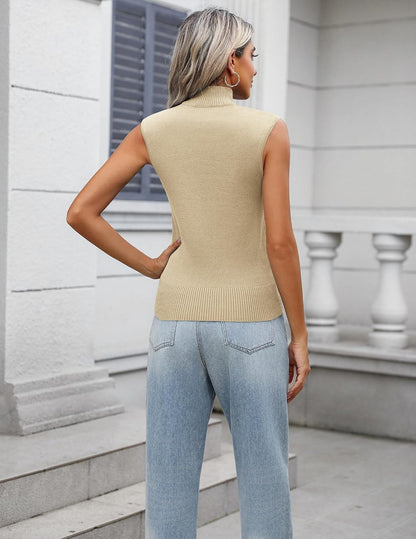 Coffee Color in Size Small NOT Apricot /Large. Zeagoo Women's 2026 Mock Turtle Neck Sweater Vest Sleeveless Knit Pullover Tank Tops Casual Trendy Slim Fitted Tops .
