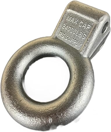 Zinc Plated Steel Pintle Hitch Lunette Ring 3-Inch ID, 24,000 lbs, Channel Mount Required