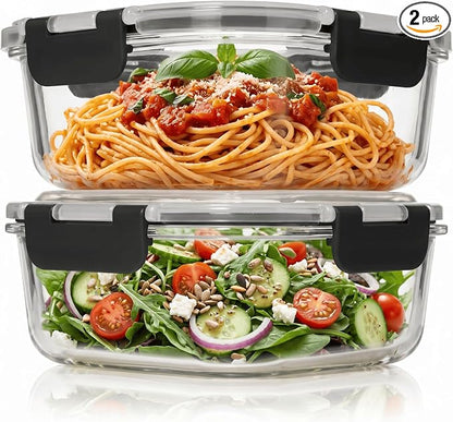 Razab 1 PC 1200ML / 41 Oz Glass Food Storage Container with Lid - Airtight & Leakproof - Microwave/Oven/Freezer Safe