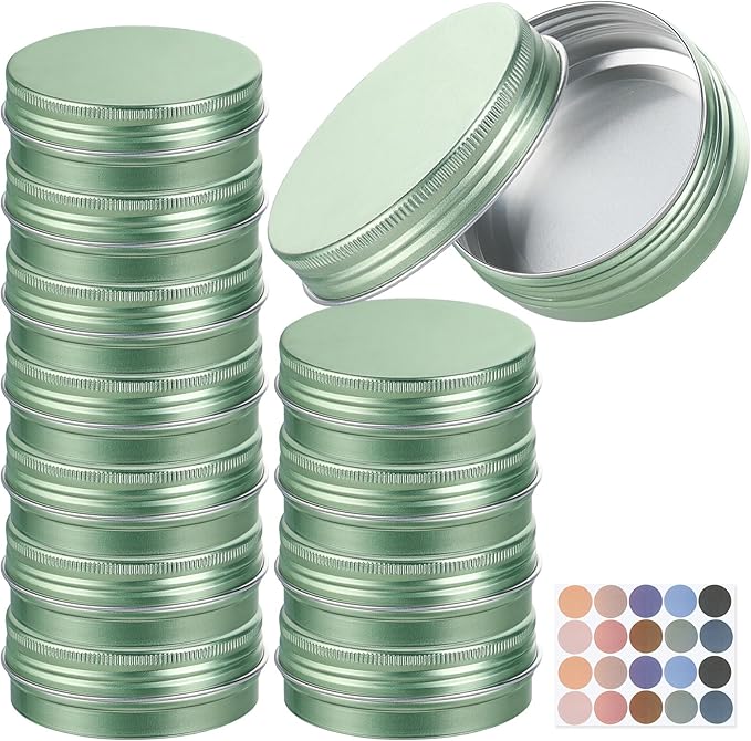 Candle Container Aluminum Tin Jars 14 Pack Candle Tins Salve Tins Versatile Small Containers with Lids Metal Tin for Balms,Spices,Salve,Crafts(Pale Green)