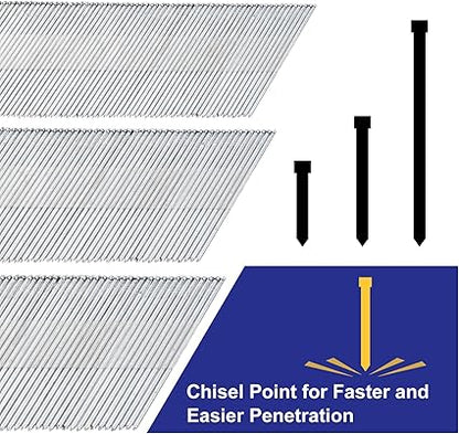 uxcell 2000Pcs 15 Gauge Angled Finish Nails, 1-14" Length, 34-Degree, Galvanized Assorted Size Project Pack for Woodworking Construction, Silver