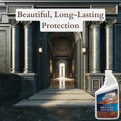 Black Diamond Stoneworks NEX-GEN Natural Stone Penetrating Sealer: Long-Lasting Protection Interior and Exterior ; Granite, Marble, Travertine, Limestone, Grout, Tile, Brick, Slate Floors (1-Gallon)