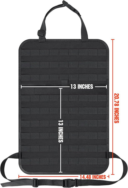 IronSeals Car Seat Back Organizer, Tactical Molle Panel Sag Proof Vehicle Seat Cover Protector Nylon Car Seat Back Hanger Bag Pad