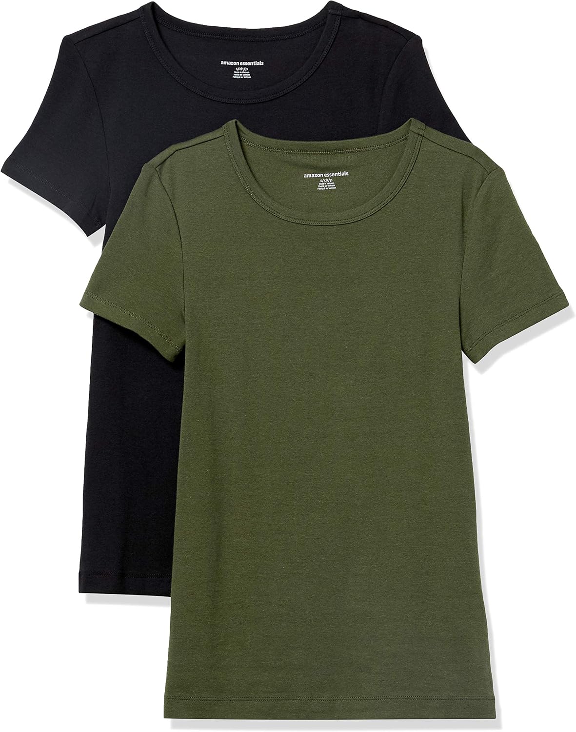 Essentials Women's Slim-Fit Short-Sleeve Crewneck T-Shirt, Pack of 2