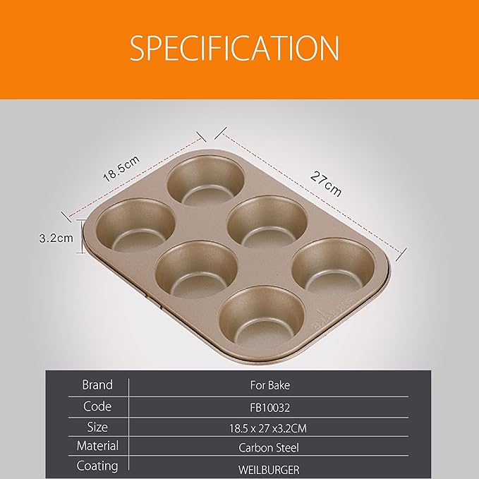 Carbon Steel Nonstick Bakeware Muffin Pan (6-Cup)