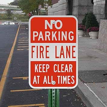 Brimar - 12" x 18" - Fire Lane Keep Clear At All Times Sign - .063 Engineering Grade Reflective Aluminum - Bold Text And Symbol - Easy Installation