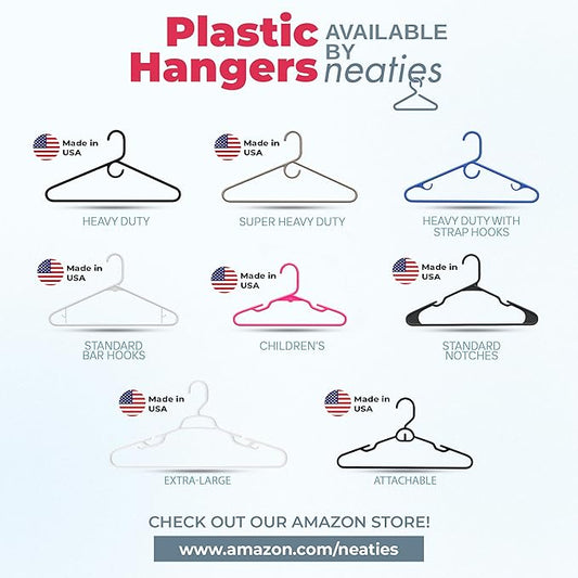 Made in USA Strong Clothes Hangers Bulk, 20-100 Pack Available, Heavy Duty Plastic Hanger for Closet and Clothing (15pk Blue)