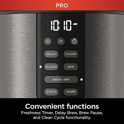 Ninja Programmable XL 14-Cup Coffee Maker PRO, 14-Cup Glass Carafe, Freshness Timer, with Permanent Filter, Black Stainless Steel, DCM201BK
