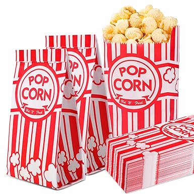 VOISEN Paper Popcorn Bags,100 Pack 1oz Popcorn Bags Individual Servings, Popcorn Bags Bulk for Popcorn Machine, Party, Movie Nights, Carnival Party