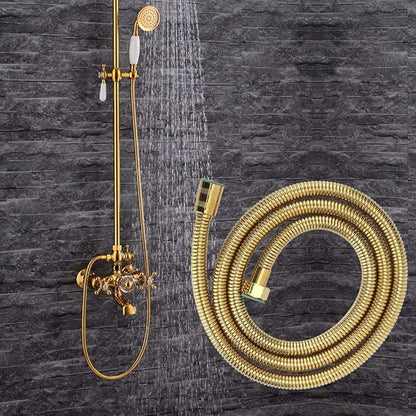 Tissting G1/2in Gold Shower Hose Stainless Steel Material Double Buckle Design Handheld Shower Head Hose Suitable for Most Bathroom Showers Bathroom Accessories https://a.co/d/gHmTCHk