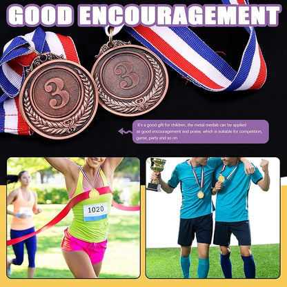 Swpeet Winner Medals Gold Silver Bronze Award Medals, 1st 2nd 3rd Award Medals with Neck Ribbon, Olympic Style Medals Prizes for Competitions, Party Decorations and Awards
