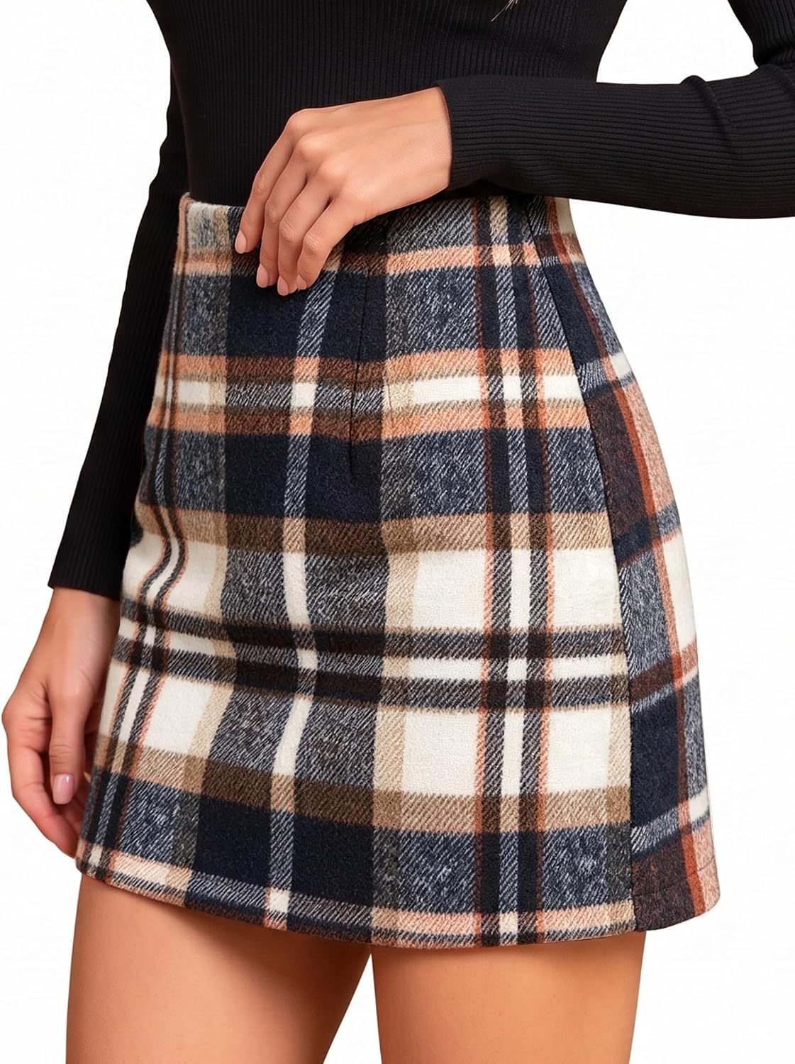 Plaid Skirts for Women, Pencil Mini Skirts for Women High Waist Bodycon Christmas Holiday Fall Winter Skirts 2026 Trendy