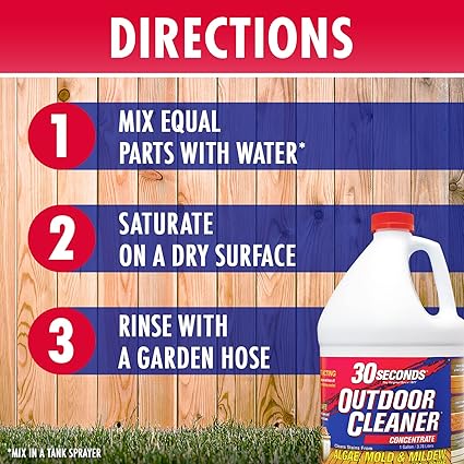 30 SECONDS Outdoor Mold  Mildew Stain Remover  Concentrate  Gallon  Vinyl Siding Fences Patios  More