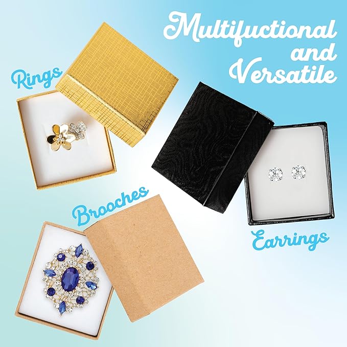 Jewelry Ring Gift Box 50 Pieces, Cardboard Gift Boxes with Flocked Foam Ring Slot, Small Jewelry Boxes for Women, Earrings Packing Box for Christmas, Stores, 2 x 1.75 x 1.12 inch (White Swirl)