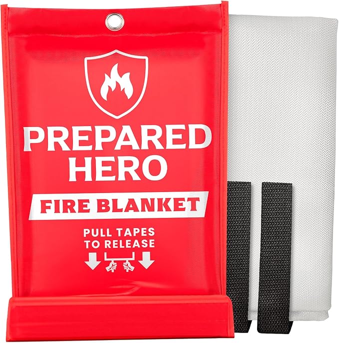 Prepared Hero Emergency Fire Blanket - 1 Pack - Fire Suppression Blanket for Kitchen, 40‚Äù x 40‚Äù Fire Blanket for Home, Fiberglass Fire Blanket