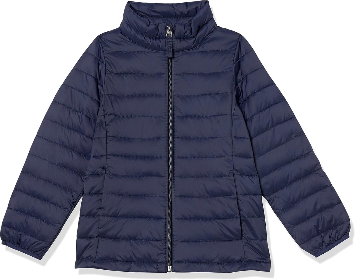 Essentials girls Light-weight Water-resistant Packable Mock Puffer Jackets.
