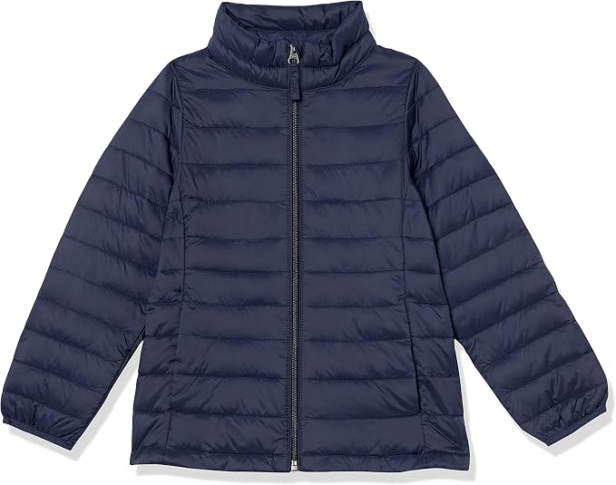 Essentials girls Light-weight Water-resistant Packable Mock Puffer Jackets.