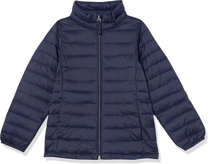 Essentials girls Light-weight Water-resistant Packable Mock Puffer Jackets.
