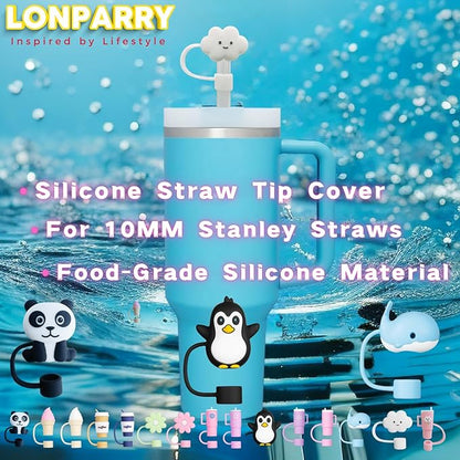 4Pcs Straw Cover Cap for Stanley 40oz Cup, Reusable Cloud Shape Straw Toppers, Food Grade Drinking Straw Tips, Silicone Straw Plugs, Anti-Dust Straw Cap for 0.4 Inch10 MM Diameter, White