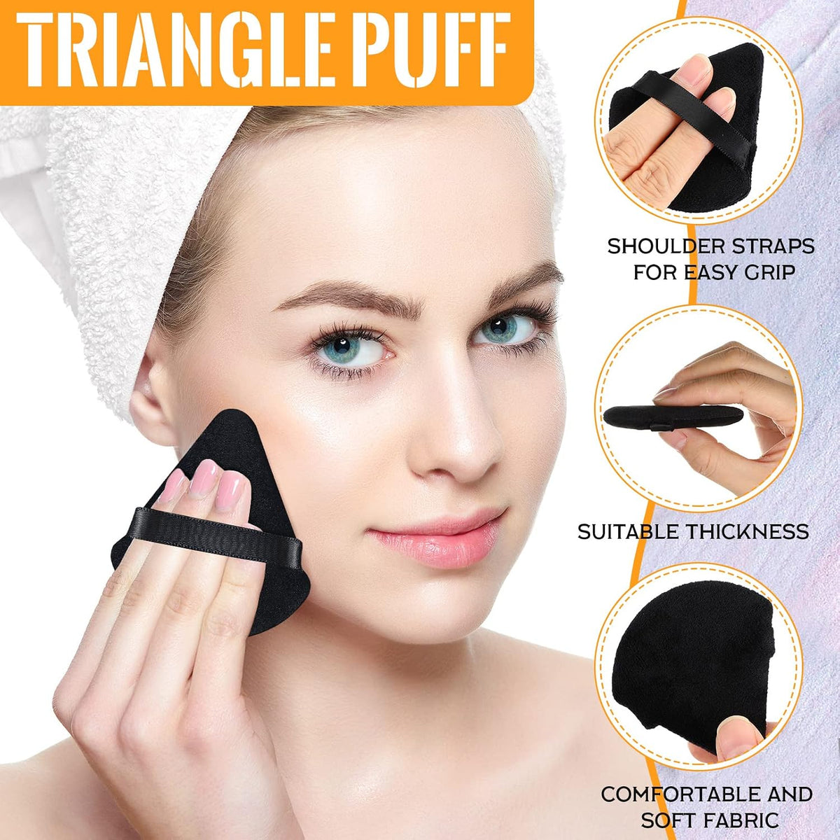 Meanplan 79 Pcs Powder Puff Face Soft Makeup Sponge Triangle Powder Puffs for Loose Velour Cosmetic Foundation Wet Dry Sponge Makeup Tools(Black)