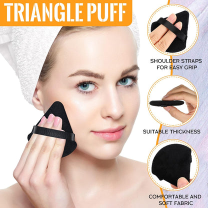 Meanplan 79 Pcs Powder Puff Face Soft Makeup Sponge Triangle Powder Puffs for Loose Velour Cosmetic Foundation Wet Dry Sponge Makeup Tools(Black)
