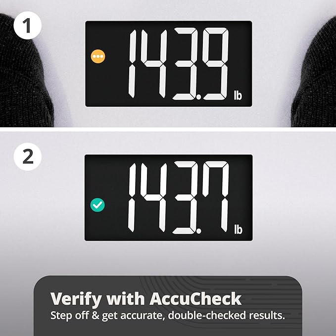 Greater Goods Digital AccuCheck Bathroom Scale for Body Weight, Capacity up to 400 lbs, Batteries Included, Ash Grey