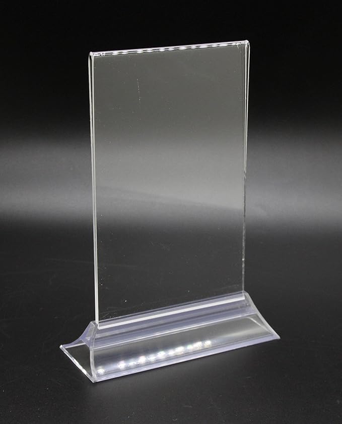 FixtureDisplays 8.5 x 11" Sign Holder for Tabletops,Double-Sided - Clear 19026