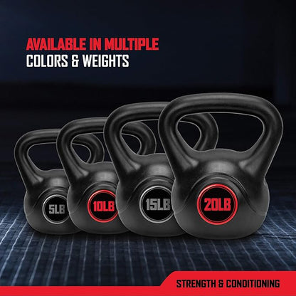 RBX Cement Kettlebell with Shock-Proof Plastic Coating for CrossFit Training (5 lbs)