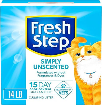 Fresh Step Simply Unscented Clumping Litter, Fresh Step Unscented Cat Litter With Activated Charcoal Technology, 14 lb. Box