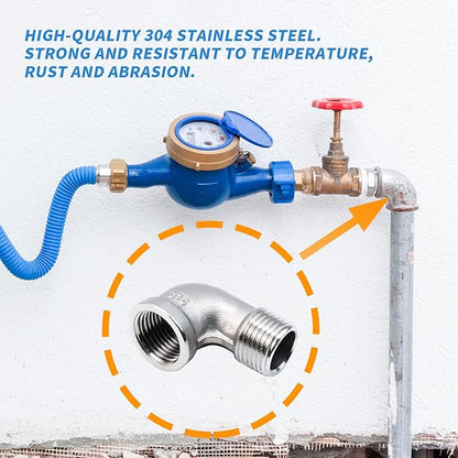 2Pcs 304 Stainless Steel 90 Degree Elbow 34" NPT Threaded Pipe Fitting Female x Male