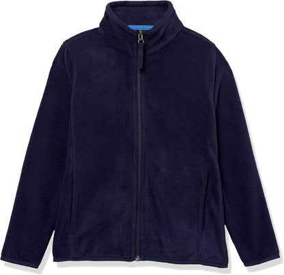 Essentials Boys and Toddlers' Polar Fleece Full-Zip Mock Jacket, Insulated, Long Sleeve.
